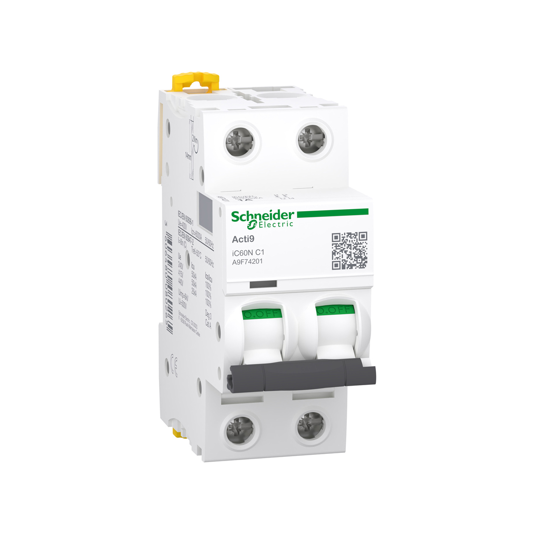 Автоматический выключатель SE A9F74201 Acti9 iC60N 2P С 1А 6 kA